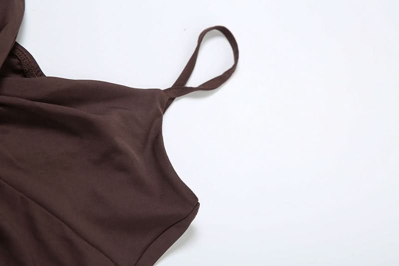 Cozy Chic Chocolate Brown Ruched Cami & Ruffle Shorts Lounge Set