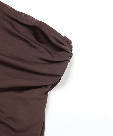 Cozy Chic Chocolate Brown Ruched Cami & Ruffle Shorts Lounge Set