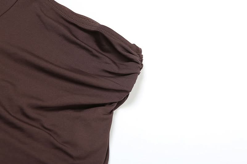 Cozy Chic Chocolate Brown Ruched Cami & Ruffle Shorts Lounge Set