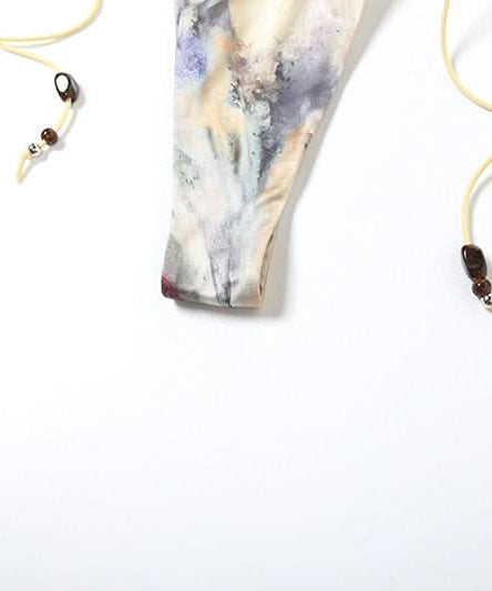 Escape the Chill: Trendy Abstract Halter Bikini & Sheer Lace-Up Sarong 3-Piece Set - Your Ultimate Resort & Cruise Ready Look