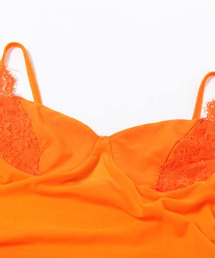 Spicy Sunset Mesh Bustier Cami - Lace Trim Going Out Top for Fall & Halloween