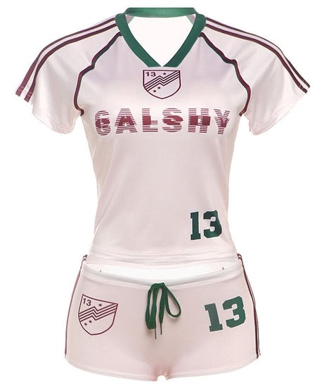 GALSHY Lucky 13 Women's Sporty Short Set - V-Neck Top & Athletic Shorts | Perfect for Fall Game Day & Lounge Comfort