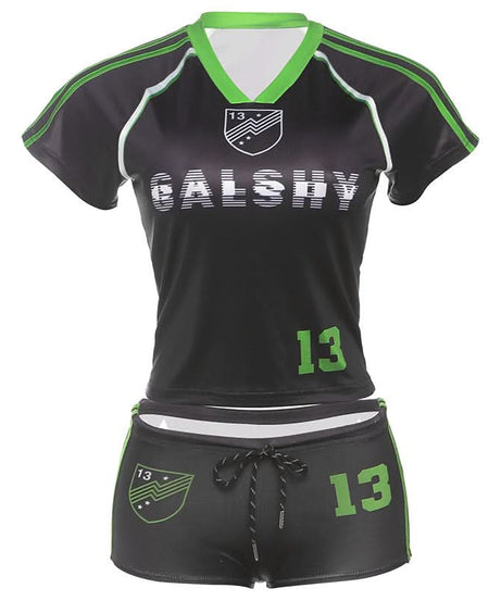 GALSHY Lucky 13 Women's Sporty Short Set - V-Neck Top & Athletic Shorts | Perfect for Fall Game Day & Lounge Comfort