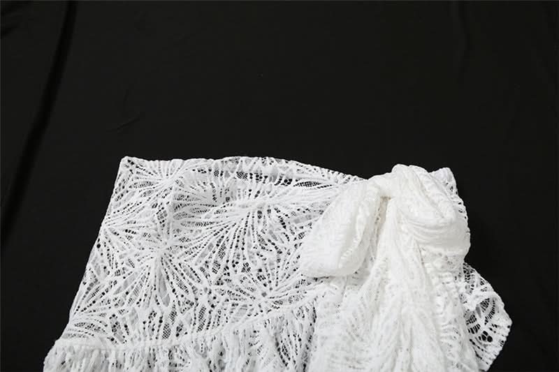 Stunning White Lace Criss-Cross Crop Top & Ruffled Mini Skirt Set - Your Ultimate Resort & Holiday Escape Look