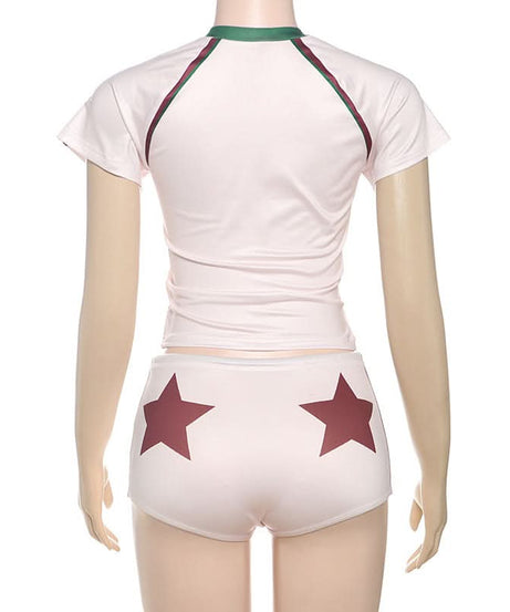 GALSHY Lucky 13 Women's Sporty Short Set - V-Neck Top & Athletic Shorts | Perfect for Fall Game Day & Lounge Comfort