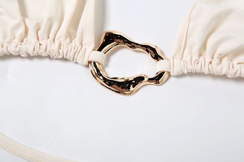 Chic Halter Tie-Side Ruched Shorts Set - Your Go-To for Fall Vacations & Winter Getaways