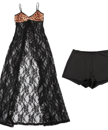 Sizzling Leopard & Lace Maxi Overlay Shorts Set - Perfect for Fall Nights & Vacation Escapes