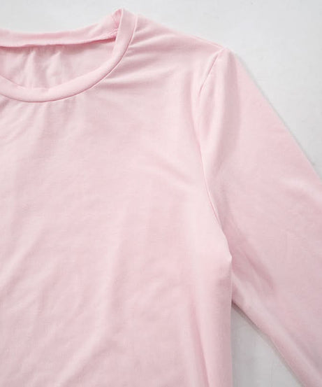 Cozy Fall Comfort: Blush Pink Long Sleeve Top & Wide Leg Pant Lounge Set for Women