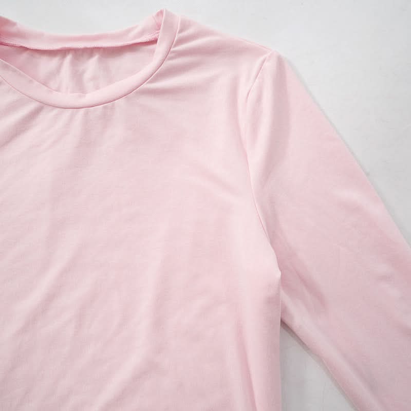 Cozy Fall Comfort: Blush Pink Long Sleeve Top & Wide Leg Pant Lounge Set for Women