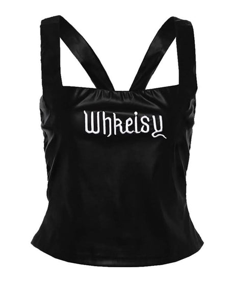Whkeisy Faux Leather Strappy Cami Top | Edgy Fall Fashion & Halloween Chic