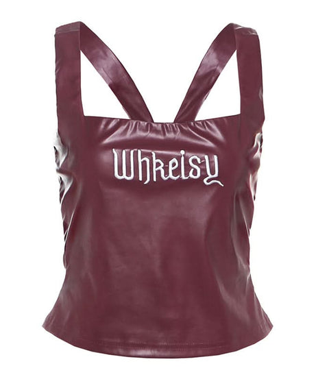 Whkeisy Faux Leather Strappy Cami Top | Edgy Fall Fashion & Halloween Chic