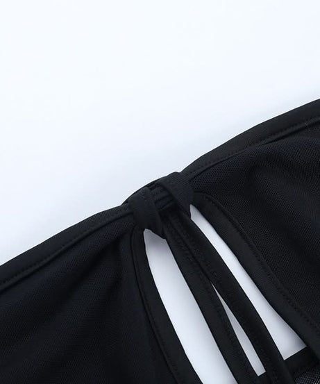 Sultry Black Halter Mesh Bodysuit | Daring Cutout & Sheer Panels - Perfect for Fall Nights & Halloween!