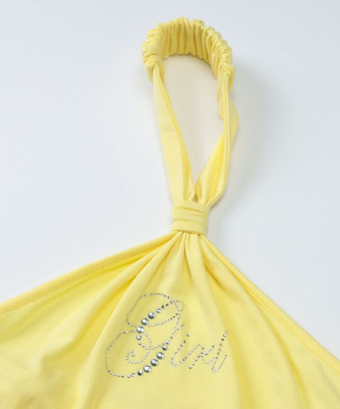 Sparkling Diva Yellow Halter & Drawstring Shorts Set – Your Chic Y2K Resort & Sunshine Lounge Essential