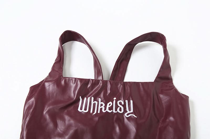 Whkeisy Faux Leather Strappy Cami Top | Edgy Fall Fashion & Halloween Chic