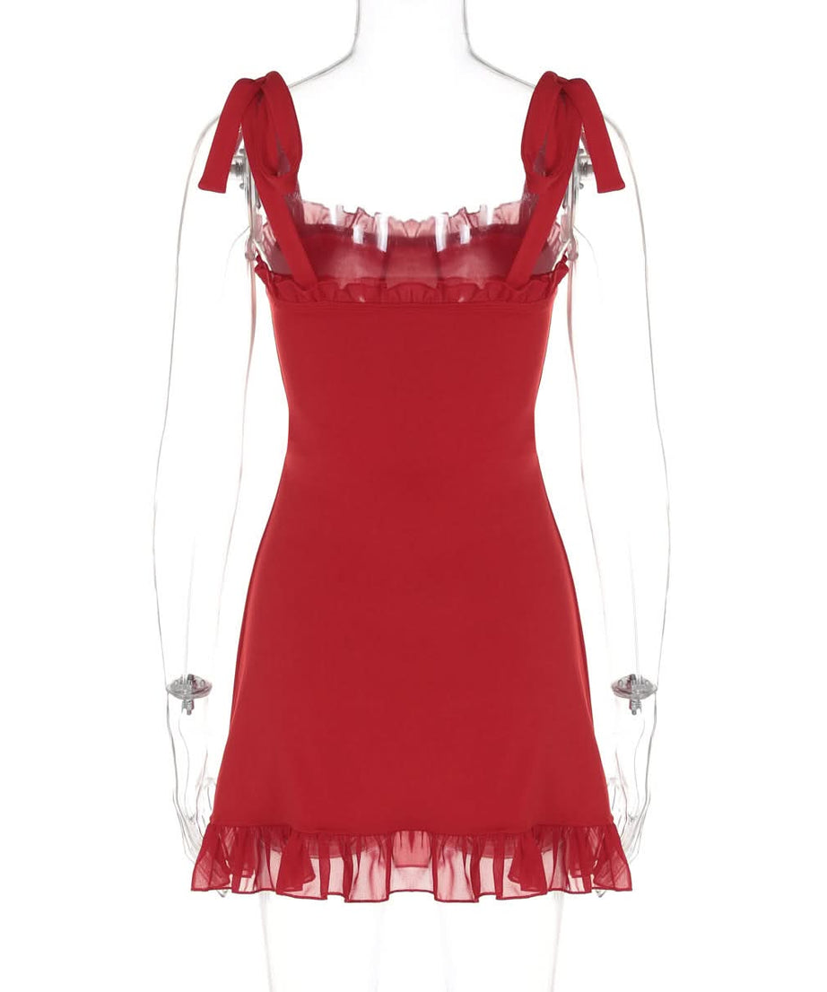 Siren Red Ruffle Tie-Strap Mini Dress - Your Essential Fall Date Night & Holiday Party Look