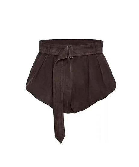 Effortless Chic: Chocolate Brown High-Waisted Belted Balloon Shorts - Fall 2025 Essential