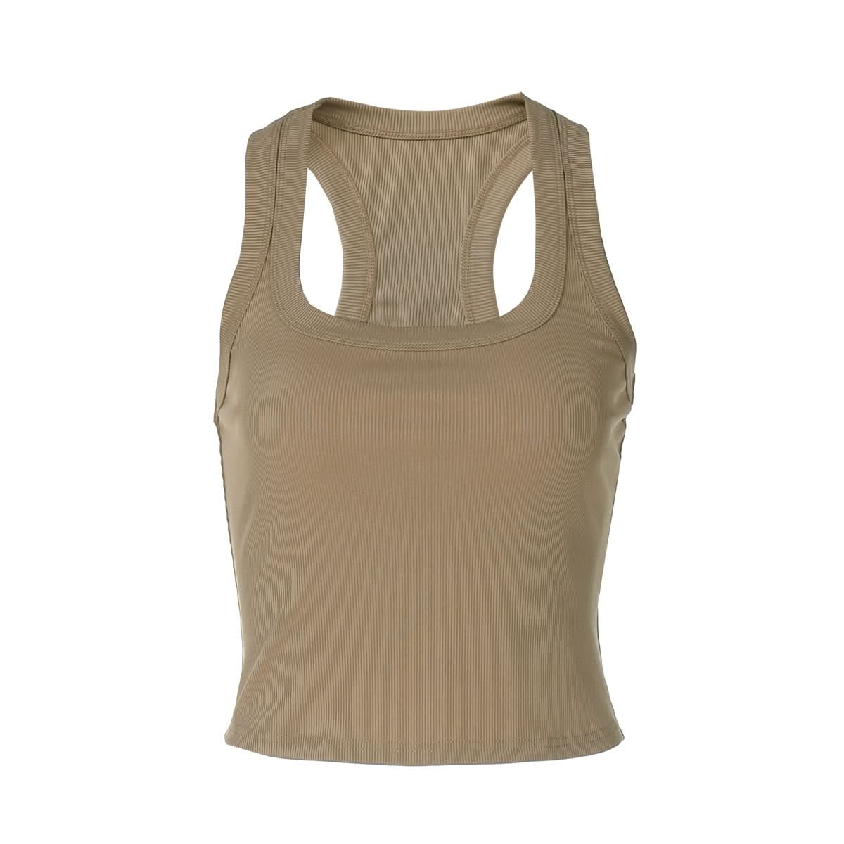 Effortless Chic Ribbed Racerback Crop Tank – Fall U-Neck Layering Essential