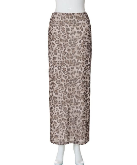 Wild Instinct: Chic Grey Leopard Mesh Maxi Skirt – Your Go-To for Fall Fashion