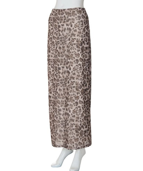 Wild Instinct: Chic Grey Leopard Mesh Maxi Skirt – Your Go-To for Fall Fashion