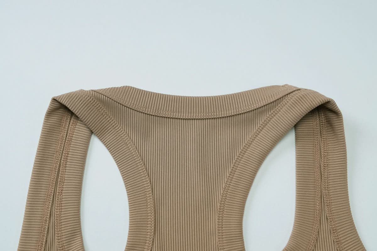 Effortless Chic Ribbed Racerback Crop Tank – Fall U-Neck Layering Essential