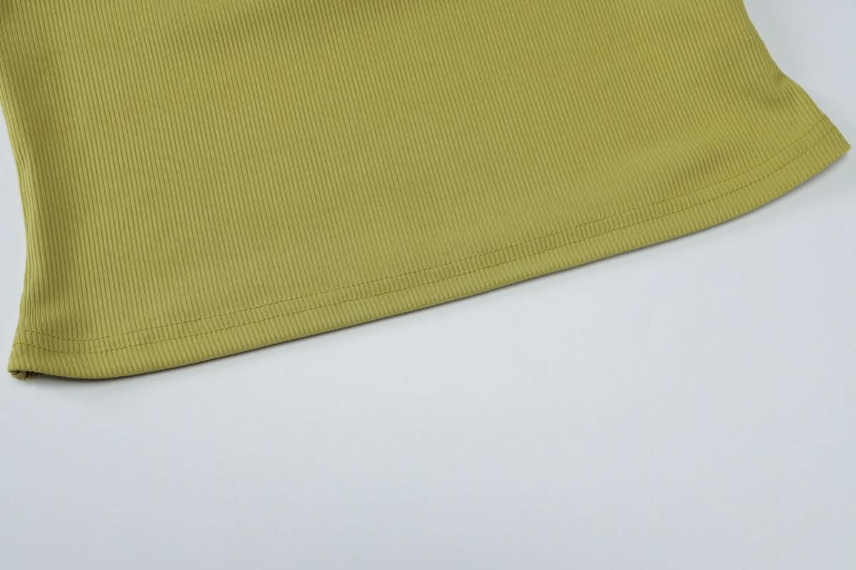 Chic Sage Green Ribbed Halter Top – U-Neck Tank for Effortless Fall Layering & Style