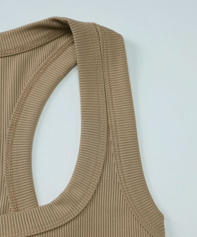 Effortless Chic Ribbed Racerback Crop Tank – Fall U-Neck Layering Essential