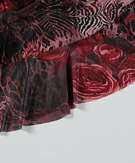 Dark Romance Floral Leopard Mesh Ruched Mini Dress - Fall Party & Date Night Glam