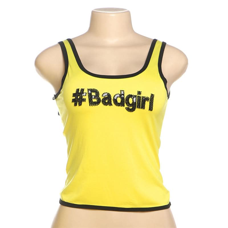 Sassy Sparkle: #Badgirl Sequin Tank Top – Your Go-To for Fall Fun & Halloween