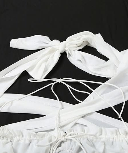 Boho Chic White Ruched Halter Maxi Skirt Set - Your Ultimate Vacation & Resort Essential