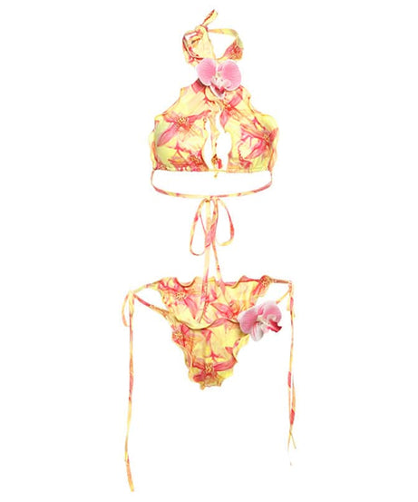 <b>Tropical Orchid Dreams Halter Bikini Set - Vibrant Floral Swimwear for Your Winter Getaway</b>