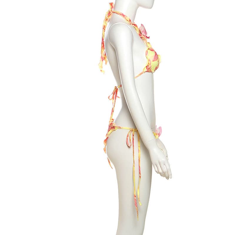 <b>Tropical Orchid Dreams Halter Bikini Set - Vibrant Floral Swimwear for Your Winter Getaway</b>