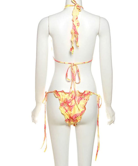 <b>Tropical Orchid Dreams Halter Bikini Set - Vibrant Floral Swimwear for Your Winter Getaway</b>