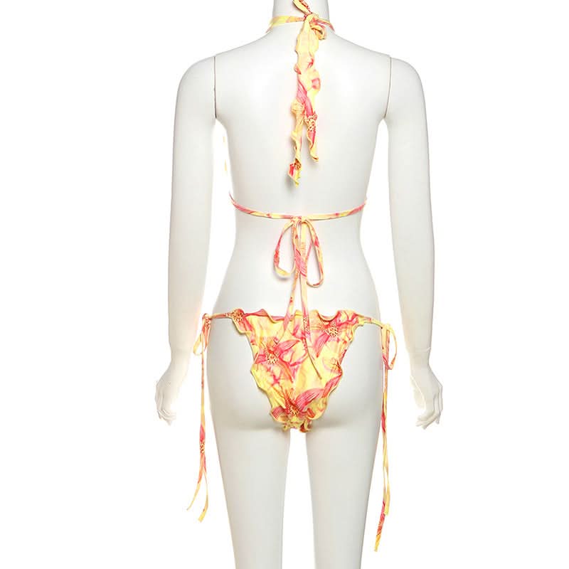 <b>Tropical Orchid Dreams Halter Bikini Set - Vibrant Floral Swimwear for Your Winter Getaway</b>