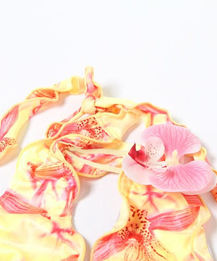 <b>Tropical Orchid Dreams Halter Bikini Set - Vibrant Floral Swimwear for Your Winter Getaway</b>