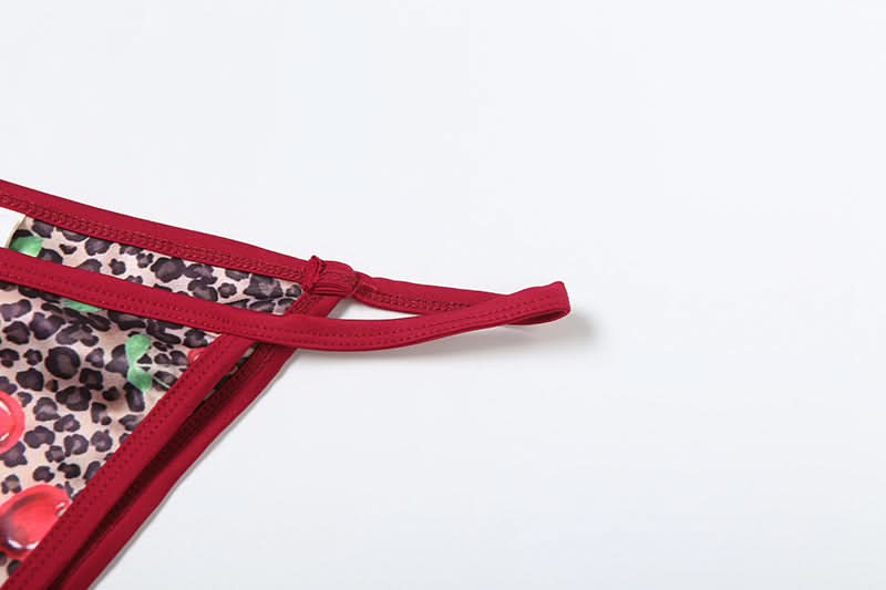 Wild Cherry Leopard Halter Bikini & High-Waisted Shorts Set – Your Go-To for Fall Getaways & Cozy Comfort