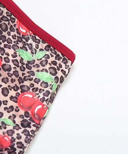 Wild Cherry Leopard Halter Bikini & High-Waisted Shorts Set – Your Go-To for Fall Getaways & Cozy Comfort