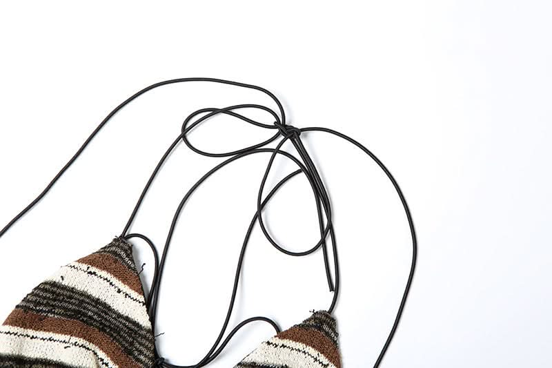 Cozy Knit Striped Halter Top & Shorts Set - Chic Resort Wear & Loungewear for Women