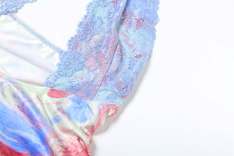 Head-Turning Marble Swirl Lace Halter Mini Dress | Ruched Bodycon Party Essential