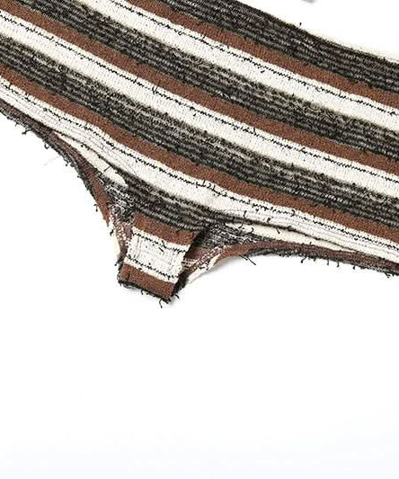 Cozy Knit Striped Halter Top & Shorts Set - Chic Resort Wear & Loungewear for Women