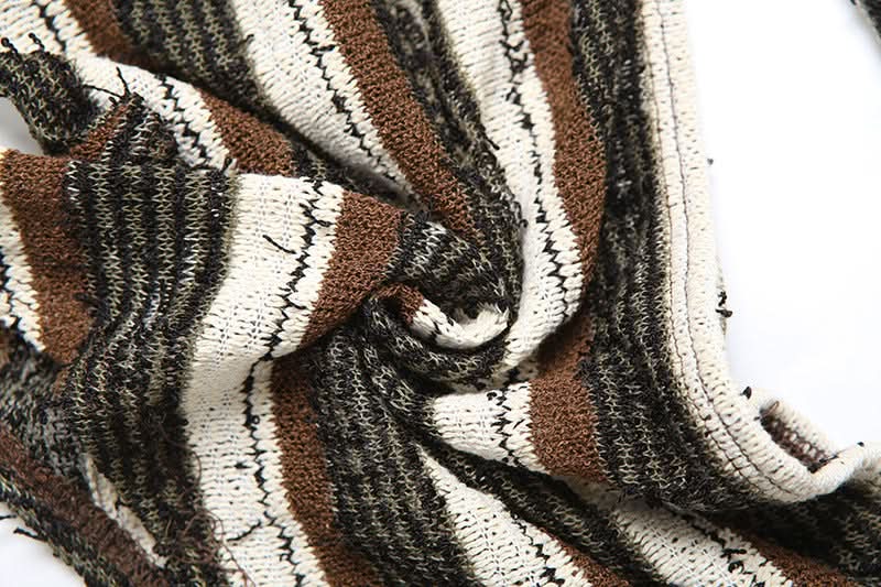 Cozy Knit Striped Halter Top & Shorts Set - Chic Resort Wear & Loungewear for Women