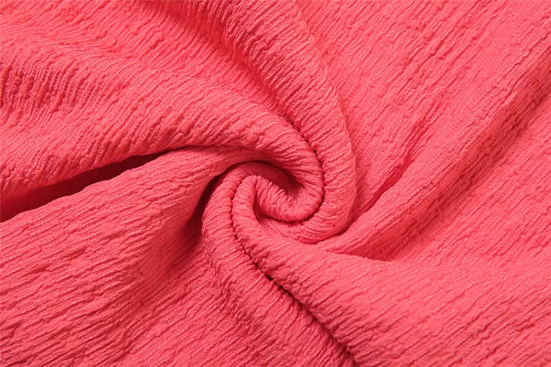 The 'Island Escape' Sunset Coral Textured Knot Two-Piece Set - Chic Bandeau Crop Top & Maxi Skirt for Fall Getaways