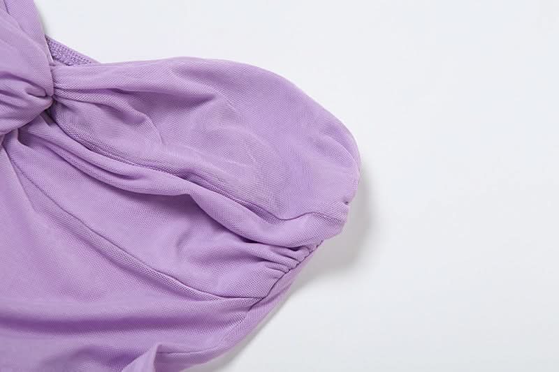 Lavender Dreams: Y2K Mesh Halter Mini Dress & Sheer Leggings Set - Fall Party & Rave Ready