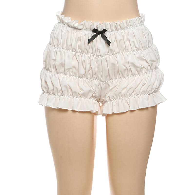 Cloud-Soft Ruffle Bow Loungewear Shorts | Cozy Autumn Comfort for Women