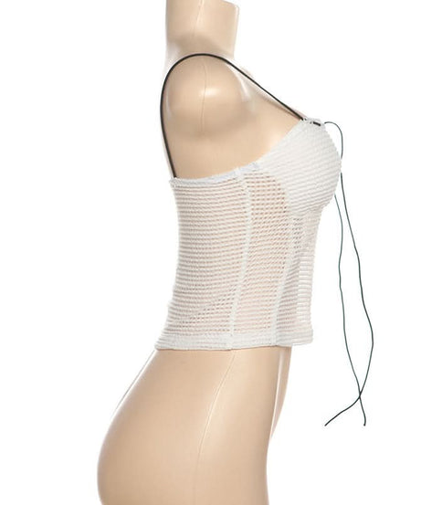 Chic White Knit Tie-Front Square Neck Cami Top | Versatile Layering & Resort Style