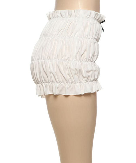 Cloud-Soft Ruffle Bow Loungewear Shorts | Cozy Autumn Comfort for Women