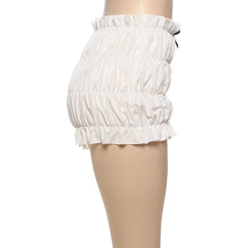 Cloud-Soft Ruffle Bow Loungewear Shorts | Cozy Autumn Comfort for Women