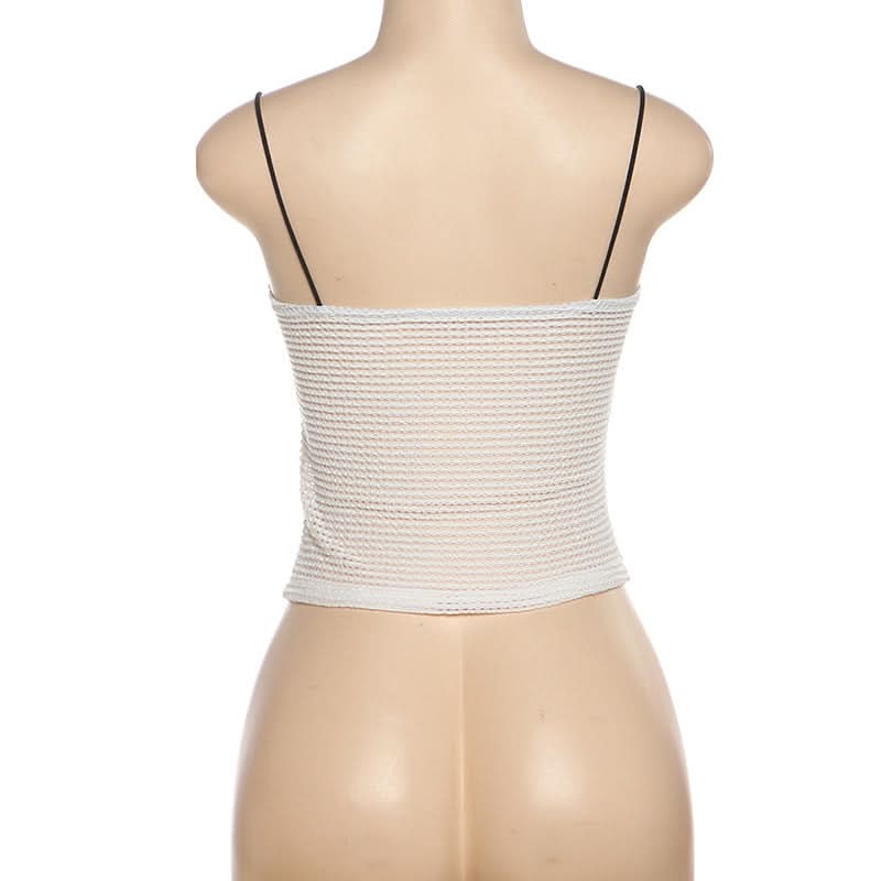 Chic White Knit Tie-Front Square Neck Cami Top | Versatile Layering & Resort Style