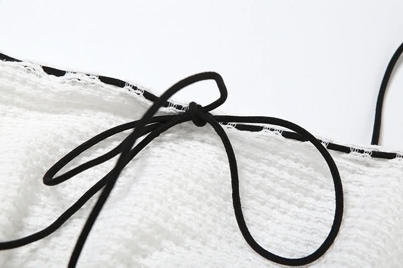 Chic White Knit Tie-Front Square Neck Cami Top | Versatile Layering & Resort Style