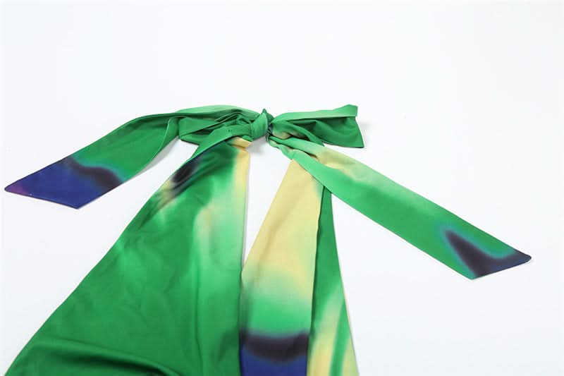 Vibrant Abstract Halter Cowl Neck Maxi Dress - Chic Self-Tie Gown for Resort & Fall Getaways