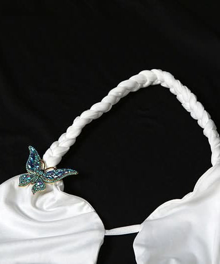 Glamorous White Butterfly Halter Cutout Maxi Dress | High Slit Resort & Holiday Gown